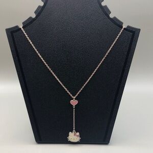 Vintage AVON (nrt) Hello Kitty Y drop chain necklace with heart charm rose gold.